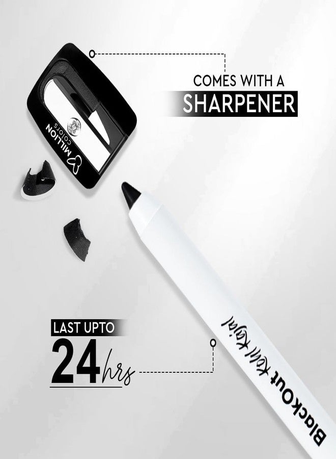 Million Colors Waterproof Blackout Kohl Kajal | Infused with Chamomile and Almond Oil | Smudge Proof & Long-Lasting | One Swipe Application - Rich Color Payoff | Stays Upto 24HR - Image 4