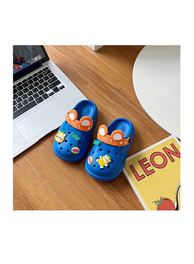 Huitich Kids Blue Cartoon Clogs Sandals – Lightweight & Comfortable (Size 26–27)  - Image 2