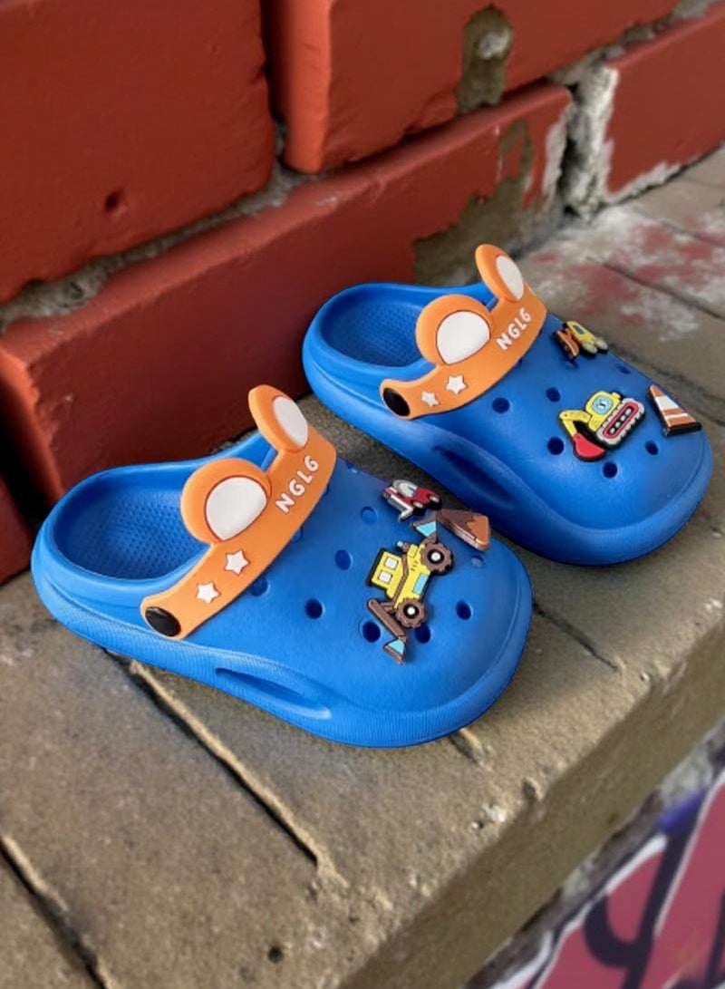 Huitich Kids Blue Cartoon Clogs Sandals – Lightweight & Comfortable (Size 26–27)  - Image 3