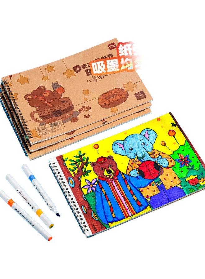 Deli Children'S Drawing Book, Large Size For Hand-Drawn Doodling, 280*195Mm, Thick White Paper Spiral Notebook For Kindergarten And Elementary School Students, 4-Pack, Back-To Gift - Image 3