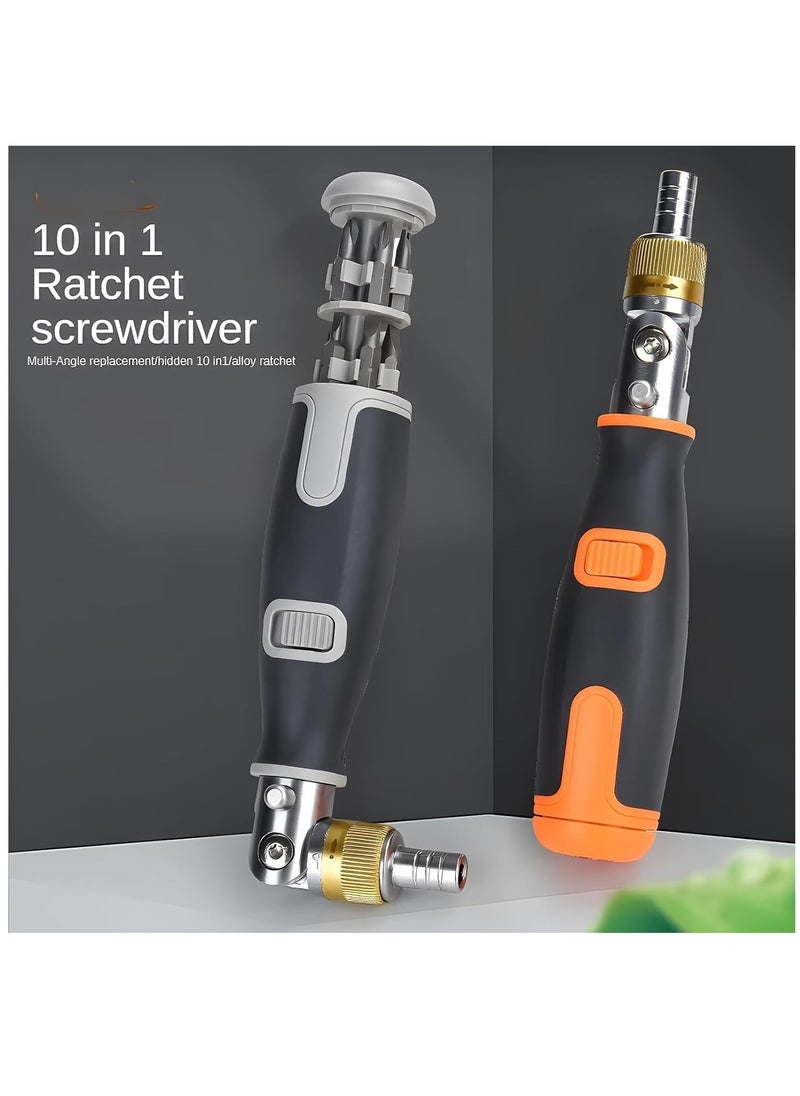 Generic - Ratcheting Screwdriver, 10 in 1 Multi-angle Ratchet Screwdriver Professional Tools, 180° Multi-angle Rotation Screwdriver, Screwdriver Set A Great Screwdriver Solves Most Repair/Disassembly Problems - Image 1