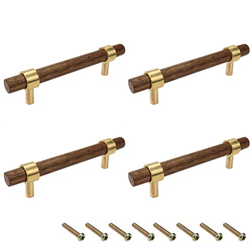 Tsnamay Drawer 551140mm Pulls Brass Walnut Kitchen Wardrobe Cabinet Hardware Pull Handle with Screw 4Pcs - Image 1