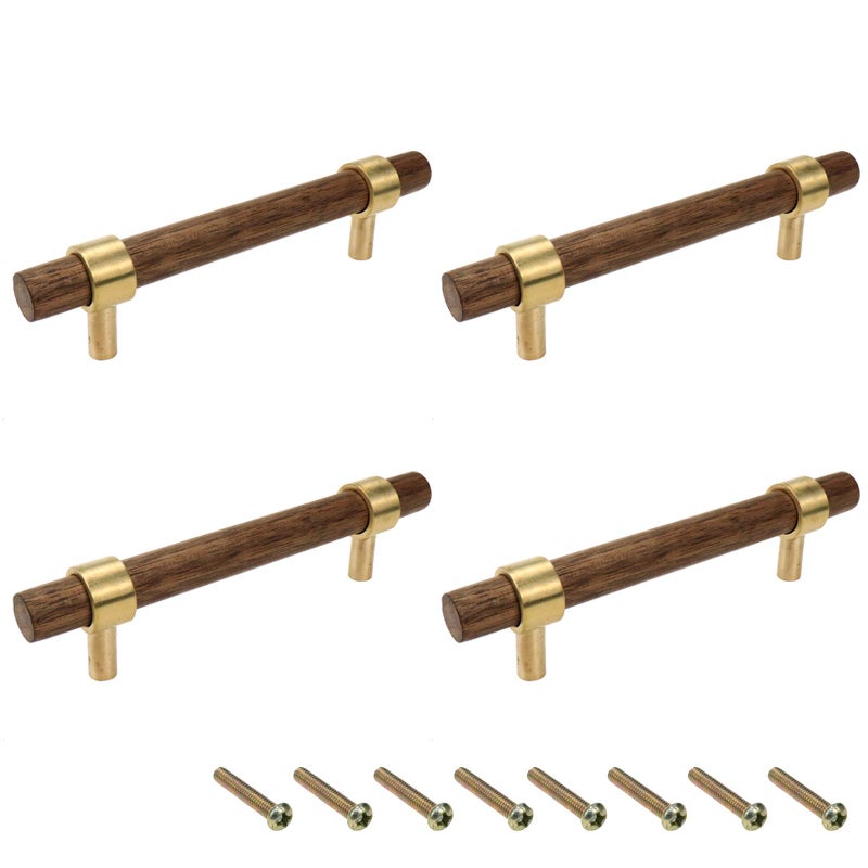 Tsnamay Drawer 551140mm Pulls Brass Walnut Kitchen Wardrobe Cabinet Hardware Pull Handle with Screw 4Pcs - Image 2