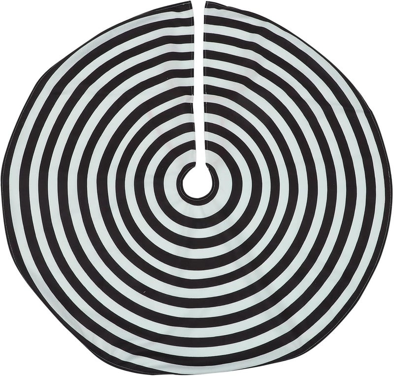 Xmas Tree Skirt 90cm Black and White Striped Christmas Floor Mat Brushed Fabric Tree Base Cover Holiday Decoration for Home Seasonal Décor - Image 1