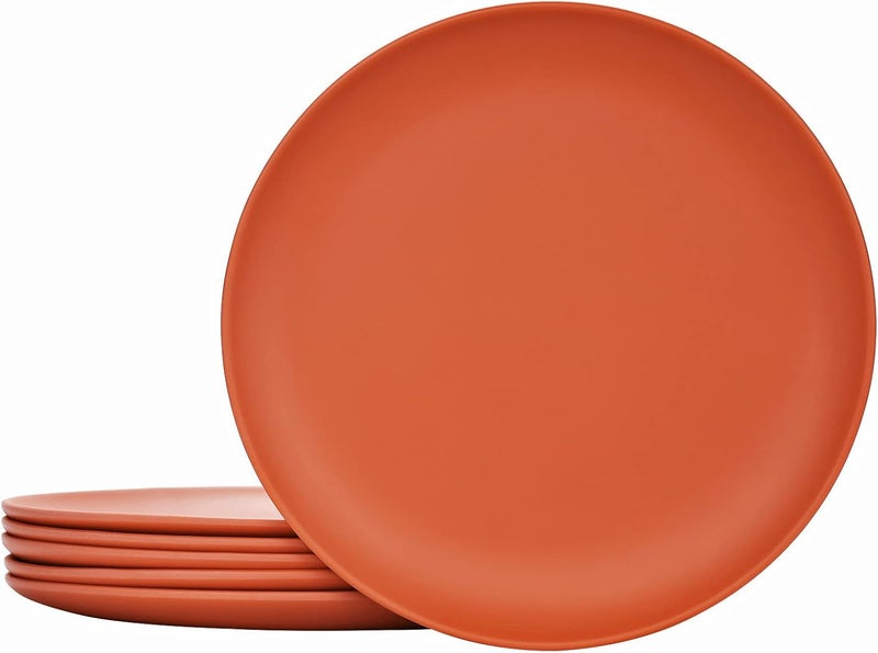 TP 10 Melamine Dinner Plates 6piece Plate Set Unbreakable Serving Dishes for Indoors and Outdoors Unbreakable Dinner Service for 6 MatteOrange Red - Image 1