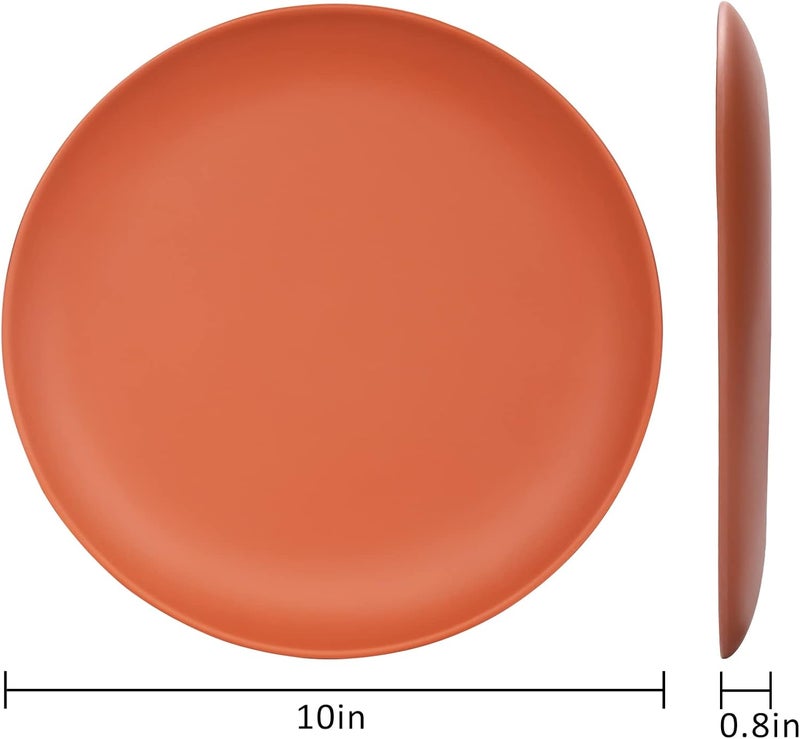 TP 10 Melamine Dinner Plates 6piece Plate Set Unbreakable Serving Dishes for Indoors and Outdoors Unbreakable Dinner Service for 6 MatteOrange Red - Image 2