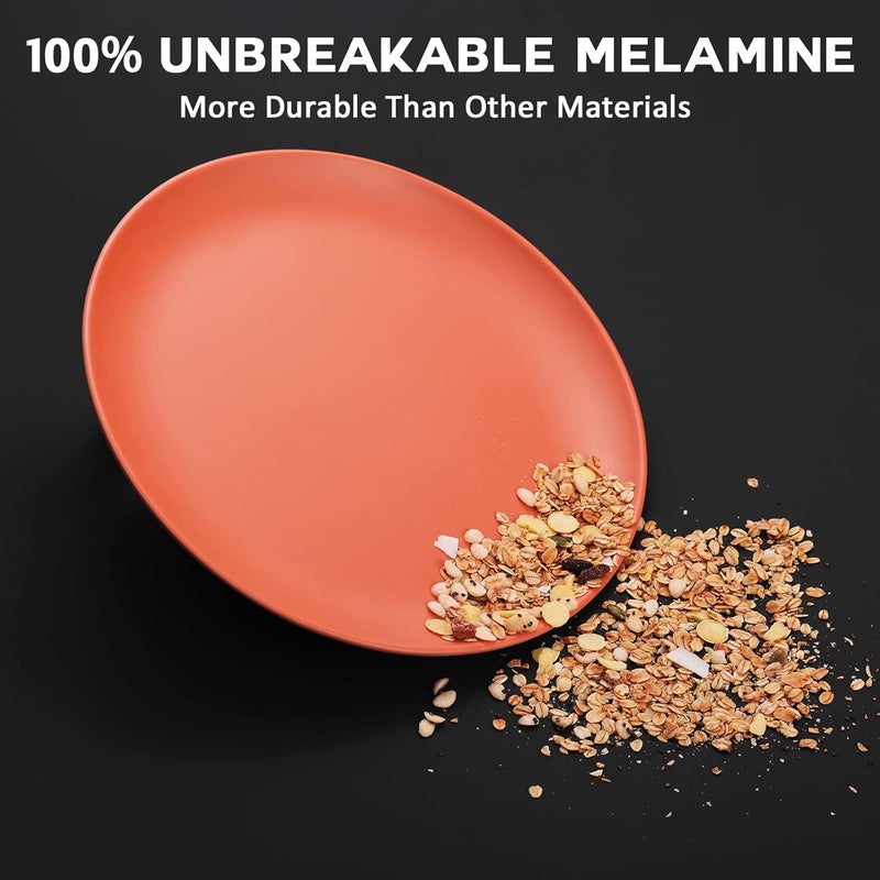 TP 10 Melamine Dinner Plates 6piece Plate Set Unbreakable Serving Dishes for Indoors and Outdoors Unbreakable Dinner Service for 6 MatteOrange Red - Image 3