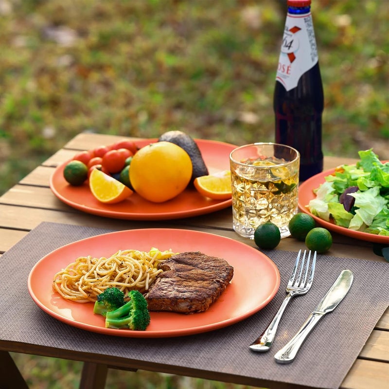 TP 10 Melamine Dinner Plates 6piece Plate Set Unbreakable Serving Dishes for Indoors and Outdoors Unbreakable Dinner Service for 6 MatteOrange Red - Image 4