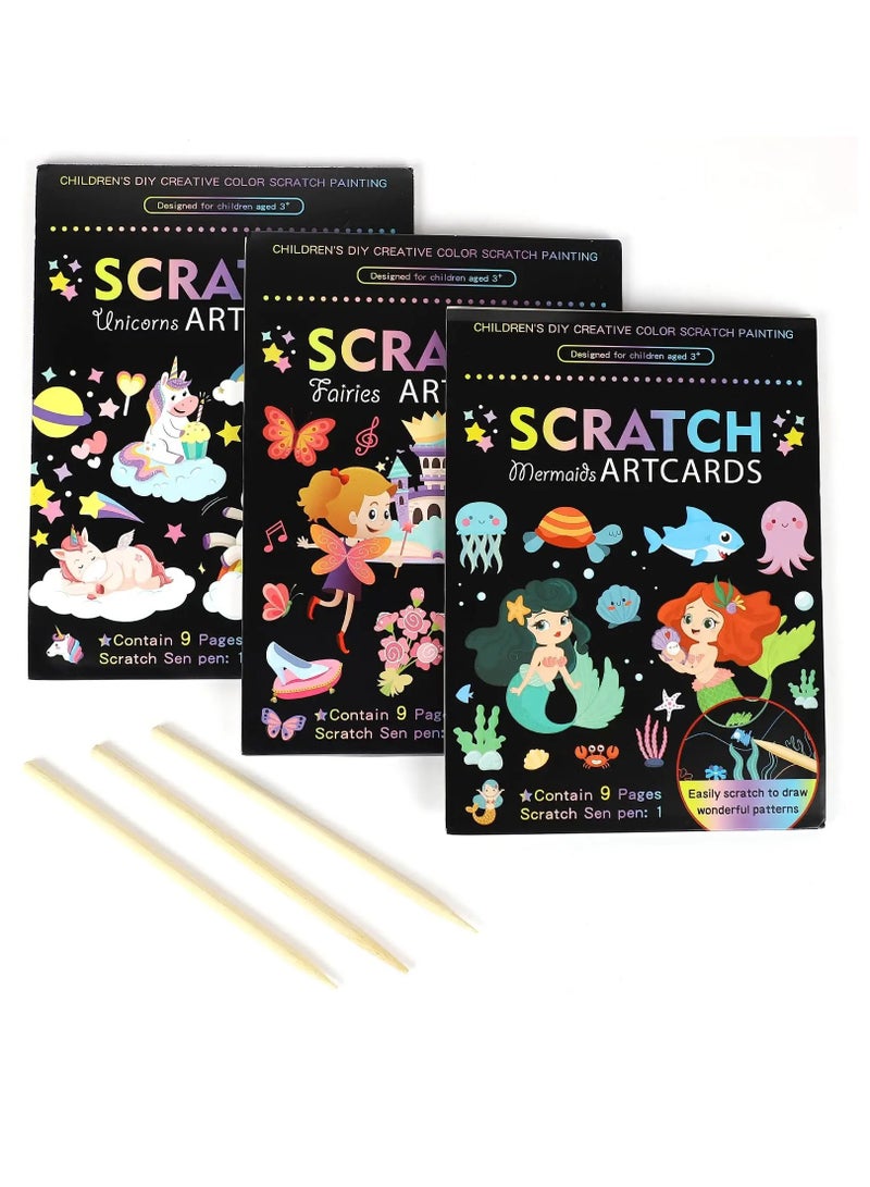 SYOSI 3 Set Magic Scratch Paper Art with 3 Scratch Pen - Image 1