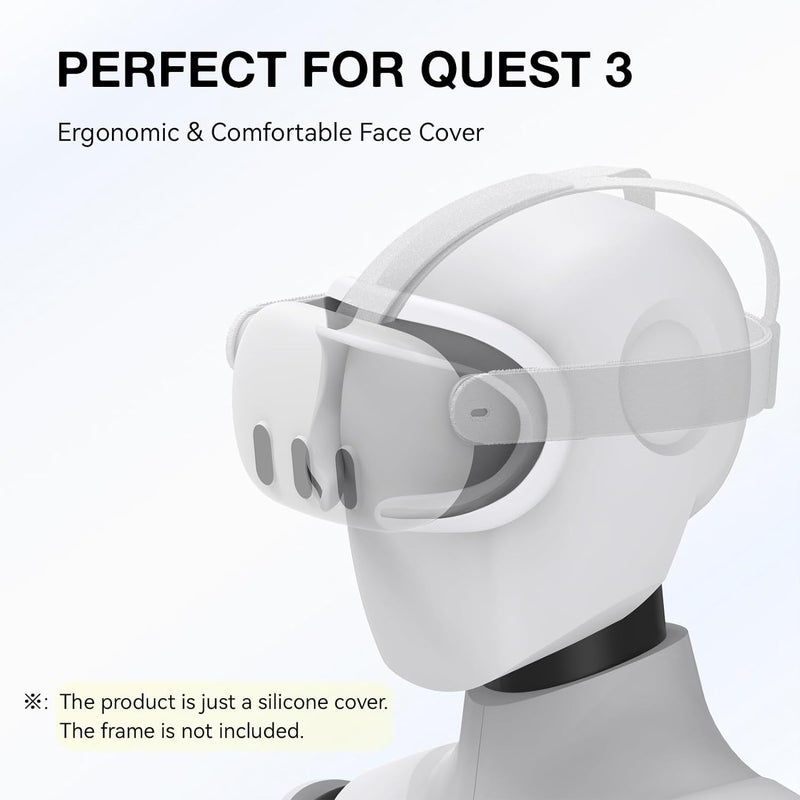 Careflection VR Silicone Face Pad Cover for Meta Quest 3 Original Headset Accessories, VR Face Cushion Pad Mask for Oculus Quest 3 Headset Face Pad (White) - Image 2