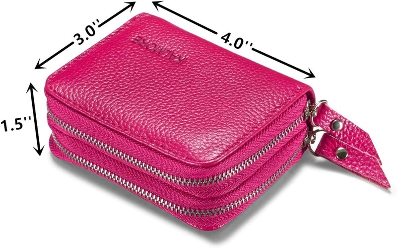 KALMORE Women's Genuine Leather RFID Secure Spacious Cute Zipper Card Wallet Small Purse - Image 4