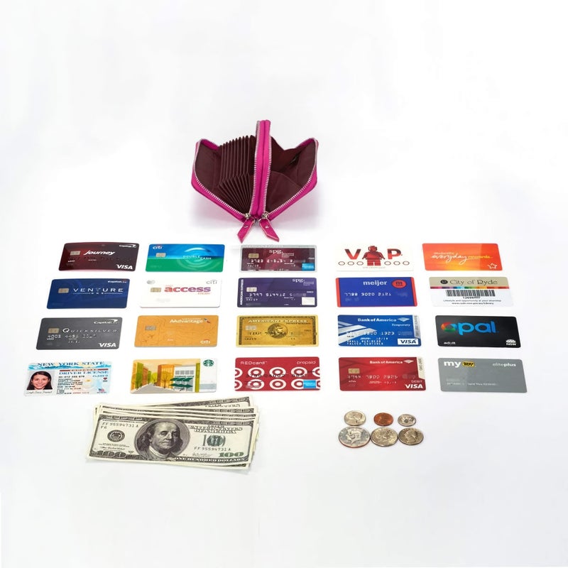 KALMORE Women's Genuine Leather RFID Secure Spacious Cute Zipper Card Wallet Small Purse - Image 5