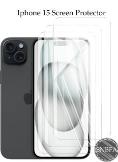 SNBFA 3 PCS iPhone 15  Screen Protector, 9H Tempered Glass Screen Protector for iPhone 15, Case Friendly, Easy Installation,Anti-Scratch Film  - Image 1