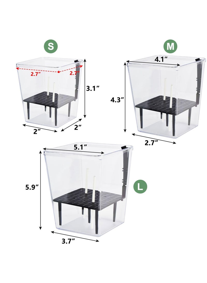 SOLARAE 3 عبوات من أصص الري الذاتي، 5/4.1/2.7 بوصة أصص ري ذاتي للنباتات الداخلية، أصص ري ذاتي بلاستيكية شفافة مع خزان عميق لنباتات العنكبوت، الأوركيد، البنفسج الأفريقي، اللبلاب - Image 2