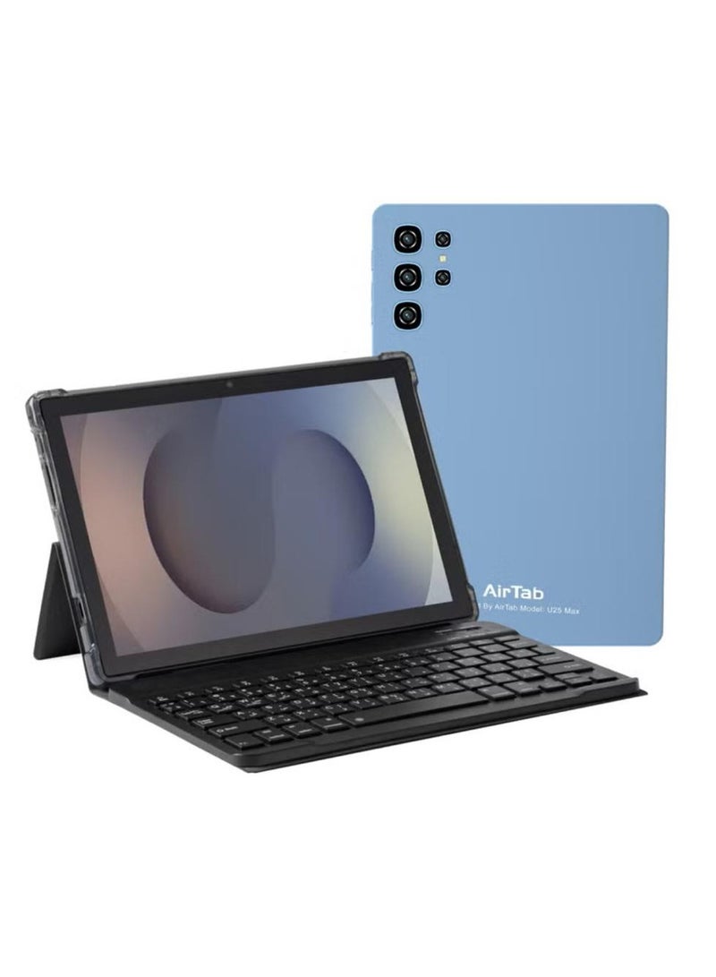 AirTab U25 Max Smart Tablet 10.1-FHD Inch Display 16GB RAM 1TB ROM – With 10000mAh Big Barrery Arabic Keyboard Blue - Image 2