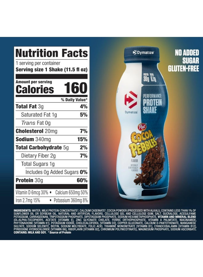 Dymatize Performance Protein Shake, Cocoa Pebbles, 30g of Protein, 6.1g BCAA for Muscle Recovery, No Added Sugar, Low Fat, 24 Vitamins and Minerals, Gluten-Free, Ready to Drink, On-the-Go Snack, 11.5fl oz, 12 Pack - Image 3