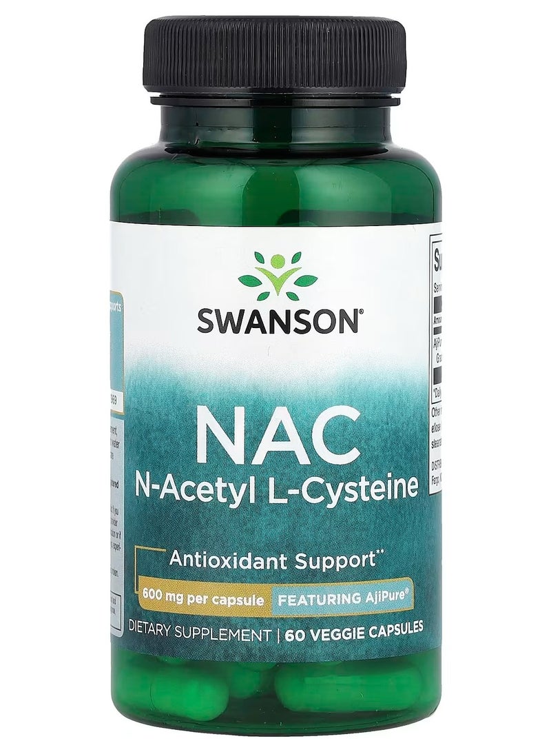 Swanson, NAC، 600 ملجم، 60 كبسولة نباتية