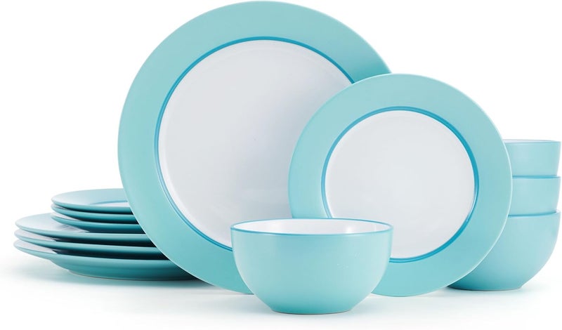 Pfaltzgraff Grayson Teal 12 Piece Dinnerware Set Service for 4 - Image 3