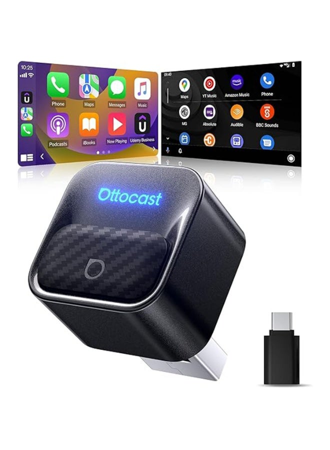 Ottocast Mini Core Latest Version 2-in-1 Wireless CarPlay Adapter & Android Auto Adapter, WiFi 6 Bluetooth 5.4 Auto-Connect Dongle, One-Button Device Switching, Dual Device Memory, OTA Updates for OEM Wired Cars 2016+ - Image 1
