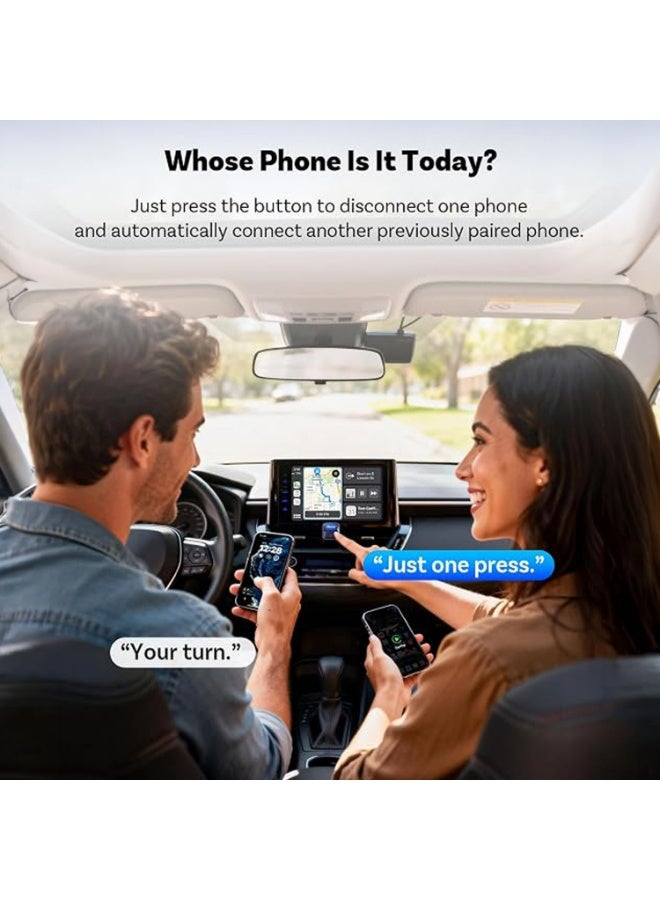 Ottocast Mini Core Latest Version 2-in-1 Wireless CarPlay Adapter & Android Auto Adapter, WiFi 6 Bluetooth 5.4 Auto-Connect Dongle, One-Button Device Switching, Dual Device Memory, OTA Updates for OEM Wired Cars 2016+ - Image 4