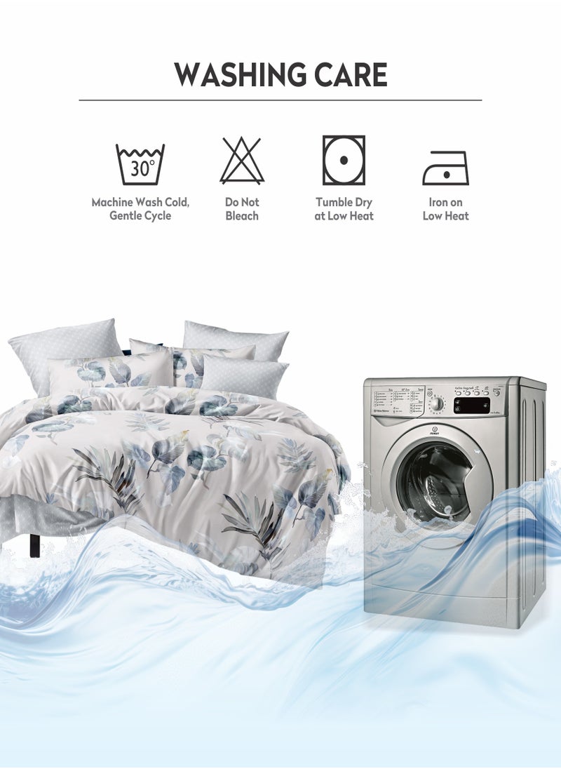 Donetella - Duvet Cover Set 4-Pcs Single Size Printed Bed Set With 1 Duvet Cover(160 x 220 CM) 1 Fitted Sheet 1 Pillow Sham And 1 Pillow Case (Without Filler),Santa Grey - Image 1