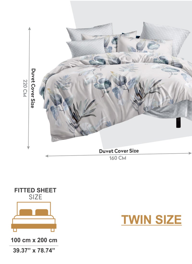 Donetella - Duvet Cover Set 4-Pcs Single Size Printed Bed Set With 1 Duvet Cover(160 x 220 CM) 1 Fitted Sheet 1 Pillow Sham And 1 Pillow Case (Without Filler),Santa Grey - Image 1