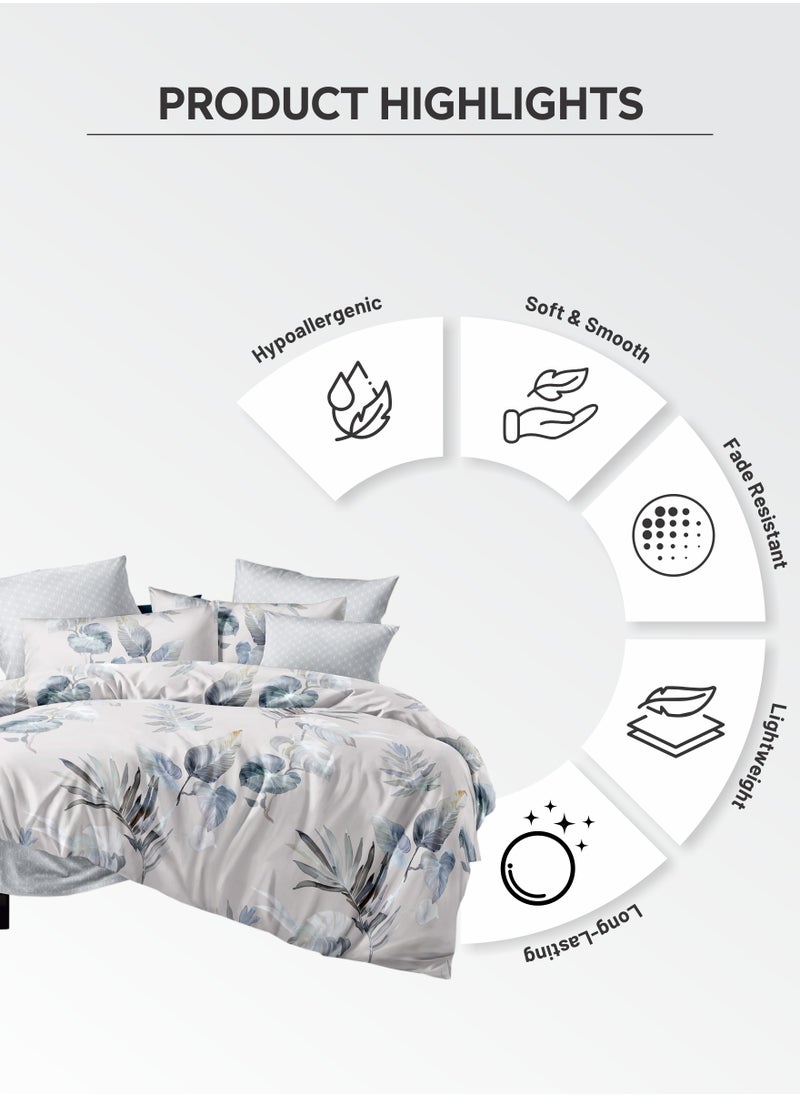 Donetella - Duvet Cover Set 4-Pcs Single Size Printed Bed Set With 1 Duvet Cover(160 x 220 CM) 1 Fitted Sheet 1 Pillow Sham And 1 Pillow Case (Without Filler),Santa Grey - Image 1