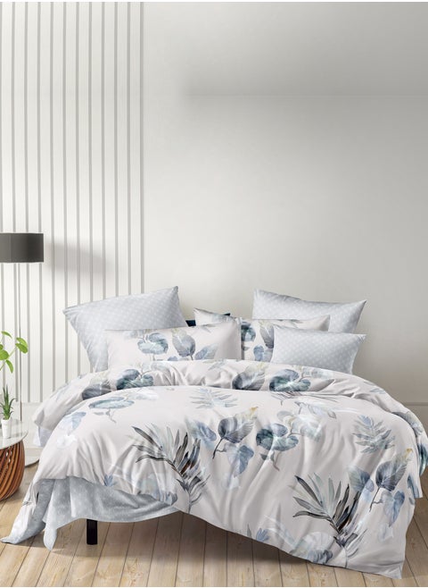 Duvet Cover Set 4-Pcs Single Size Printed Bed Set With 1 Duvet Cover(160 x 220 CM) 1 Fitted Sheet 1 Pillow Sham And 1 Pillow Case (Without Filler),Santa Grey