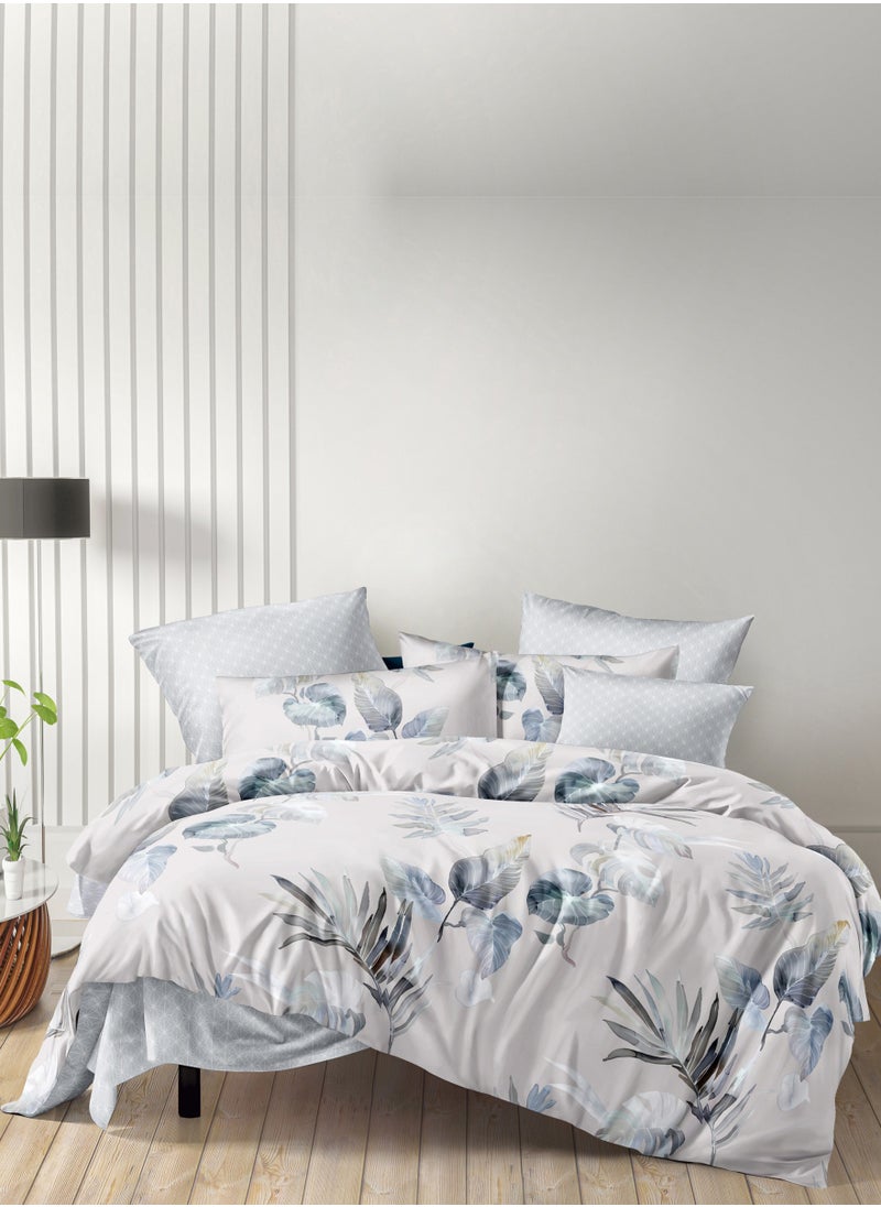 Donetella - Duvet Cover Set 4-Pcs Single Size Printed Bed Set With 1 Duvet Cover(160 x 220 CM) 1 Fitted Sheet 1 Pillow Sham And 1 Pillow Case (Without Filler),Santa Grey - Image 1