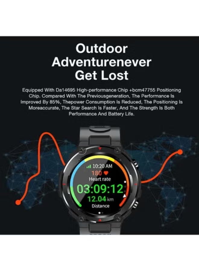 AOLON Navi R GPS Smart Watch 1.32” HD AMOLED Display 5ATM Waterproof Black - Image 4