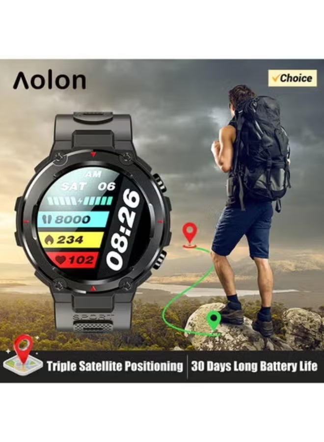 AOLON Navi R GPS Smart Watch 1.32” HD AMOLED Display 5ATM Waterproof Black - Image 2