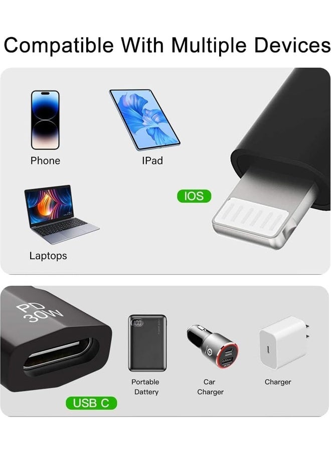 Lightning to USB Type C Male Adapter PD 30W Fast Charging & Transfer Data for iPhone 16/15/15 Pro/15 Pro Max - Image 2