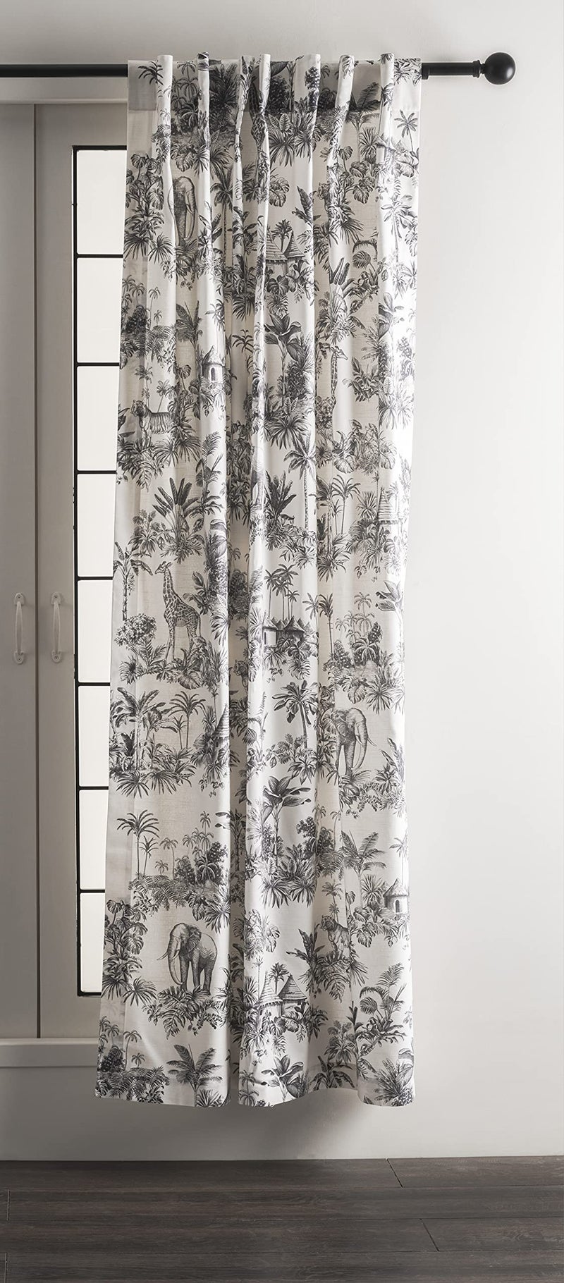 ميزون دي هيرمين Maison D 'Hermine Stertains 100 ٪ Cotton Single Dain Curtain 50 inch × 84 بوصة سهلة التعليق مع جيب وقضيب لمقهى الحمام وغرف المعيشة Savana Jouy - Black - Spring/Summer - Image 2