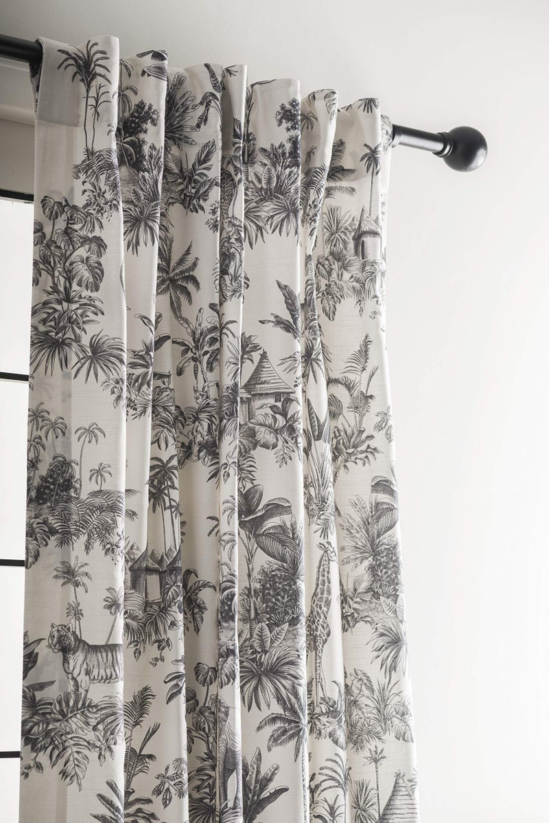 ميزون دي هيرمين Maison D 'Hermine Stertains 100 ٪ Cotton Single Dain Curtain 50 inch × 84 بوصة سهلة التعليق مع جيب وقضيب لمقهى الحمام وغرف المعيشة Savana Jouy - Black - Spring/Summer - Image 3