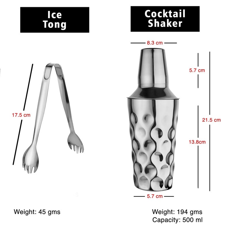 Steren Impex Stainless Steel 4 Piece Coin Design Bar Set for DrinkGift Double Wall Ice Bucket with Tong Peg Measurer Cocktail Shaker - Image 3