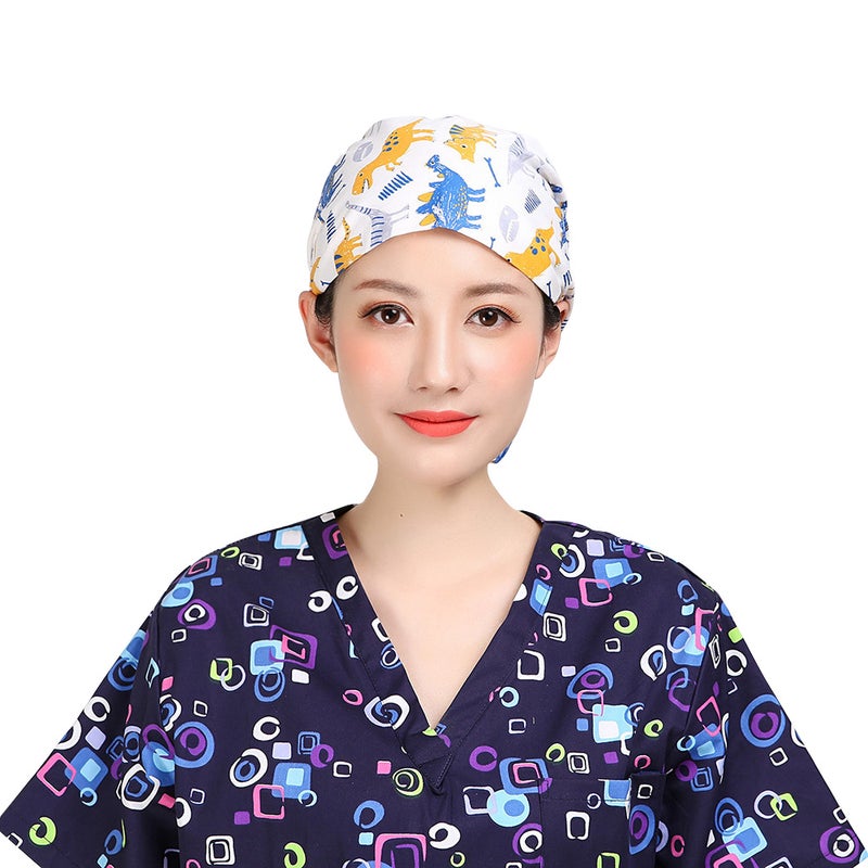 2pcs Cotton Operating Room Dinosaur Printing Work for Woman Lady Female - Image 2