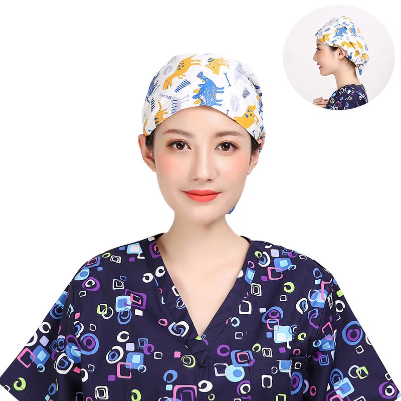 2pcs Cotton Operating Room Dinosaur Printing Work for Woman Lady Female - Image 1