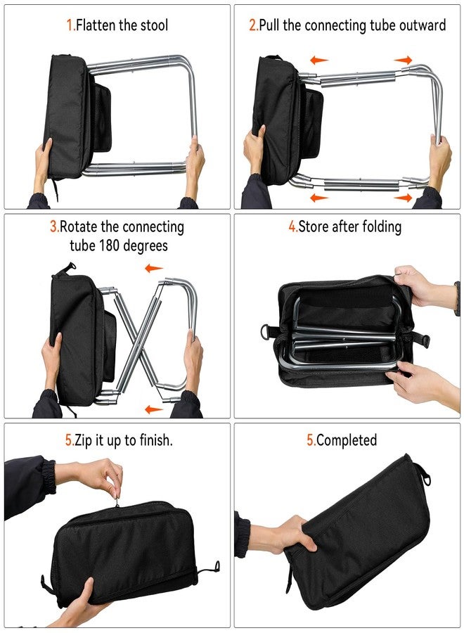 AOUTACC Camping Stool with Shoulder Strap,Ultralight Collapsible Handbag Style Stool,Pocket Portable Chair for Camping Travel Fishing Hiking Beach Backpacking Gardening Picnics-XL(Black) - Image 4