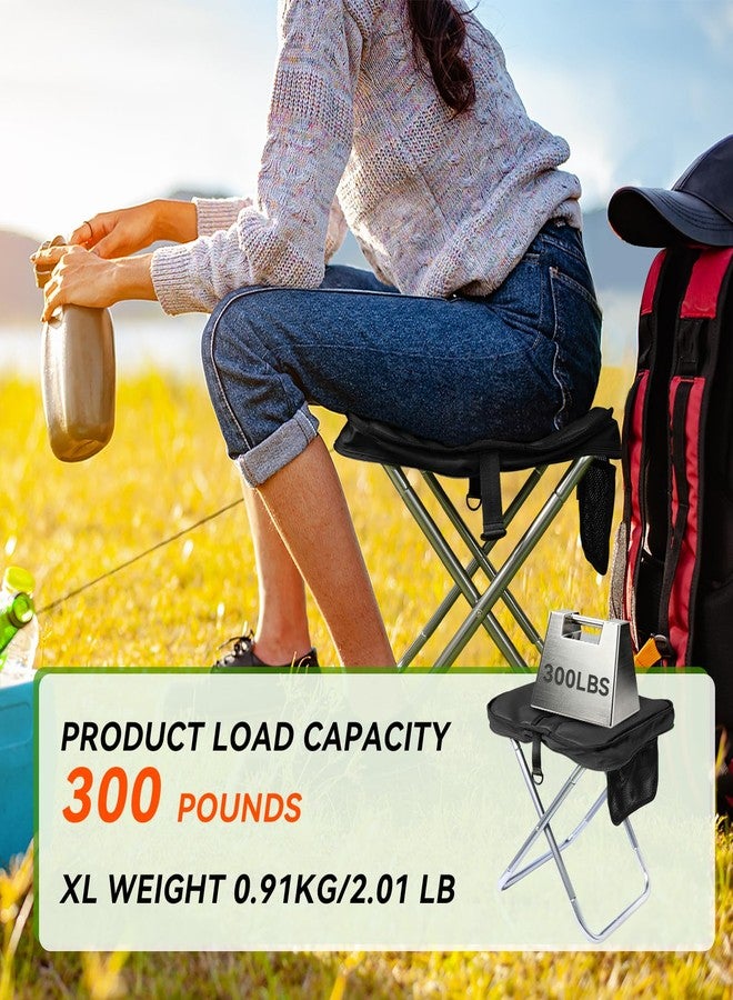 AOUTACC Camping Stool with Shoulder Strap,Ultralight Collapsible Handbag Style Stool,Pocket Portable Chair for Camping Travel Fishing Hiking Beach Backpacking Gardening Picnics-XL(Black) - Image 3