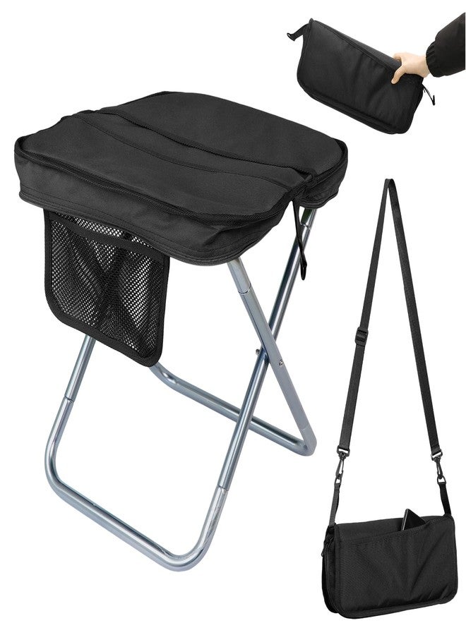 AOUTACC Camping Stool with Shoulder Strap,Ultralight Collapsible Handbag Style Stool,Pocket Portable Chair for Camping Travel Fishing Hiking Beach Backpacking Gardening Picnics-XL(Black) - Image 1