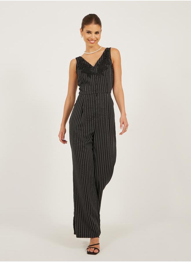Styli Striped Sleeveless Wide Leg Jumpsuit  - Image 2