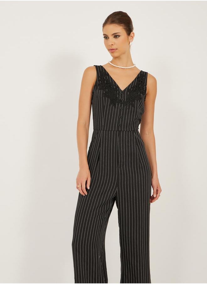 Styli Striped Sleeveless Wide Leg Jumpsuit  - Image 3