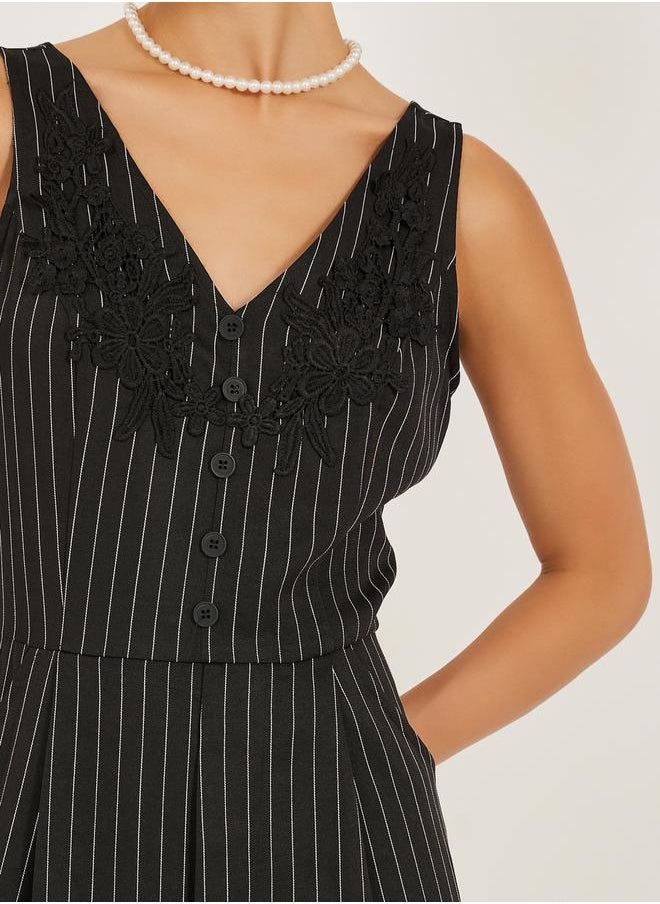 Styli Striped Sleeveless Wide Leg Jumpsuit  - Image 4