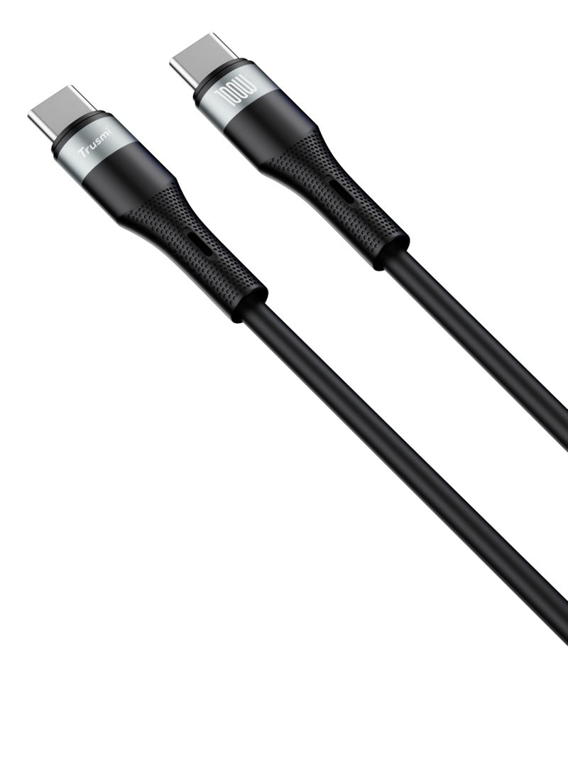 Trusmi Trusmi CA34 Series 100W USB-C to USB-C Fast Charging Cable | 1M High-Speed Power Delivery for Android, Tablets & Apple Devices (Black) 