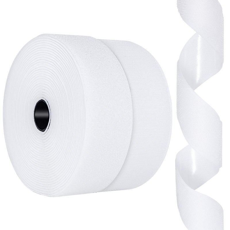 2 Inch x 26 Feet Hook and Loop Tape Sticky Back Fastener Roll Nylon Self Adhesive Heavy Duty Strips Fastener for Home Office School Car and Crafting Organization