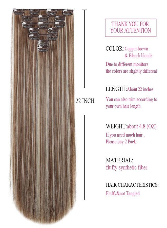 SYXLCYGG Brown Hair Extensions Synthetic Girl Hair Extension Clip In 22" Straight Cheap Hair Piece Women Natural Fluffy⫬ Tangled - Image 2