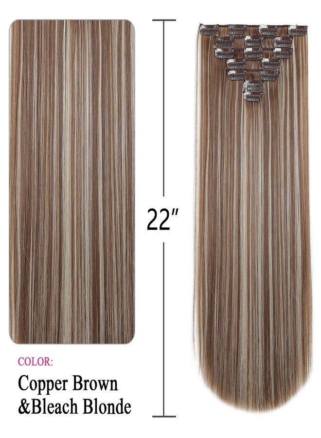 SYXLCYGG Brown Hair Extensions Synthetic Girl Hair Extension Clip In 22" Straight Cheap Hair Piece Women Natural Fluffy⫬ Tangled - Image 4