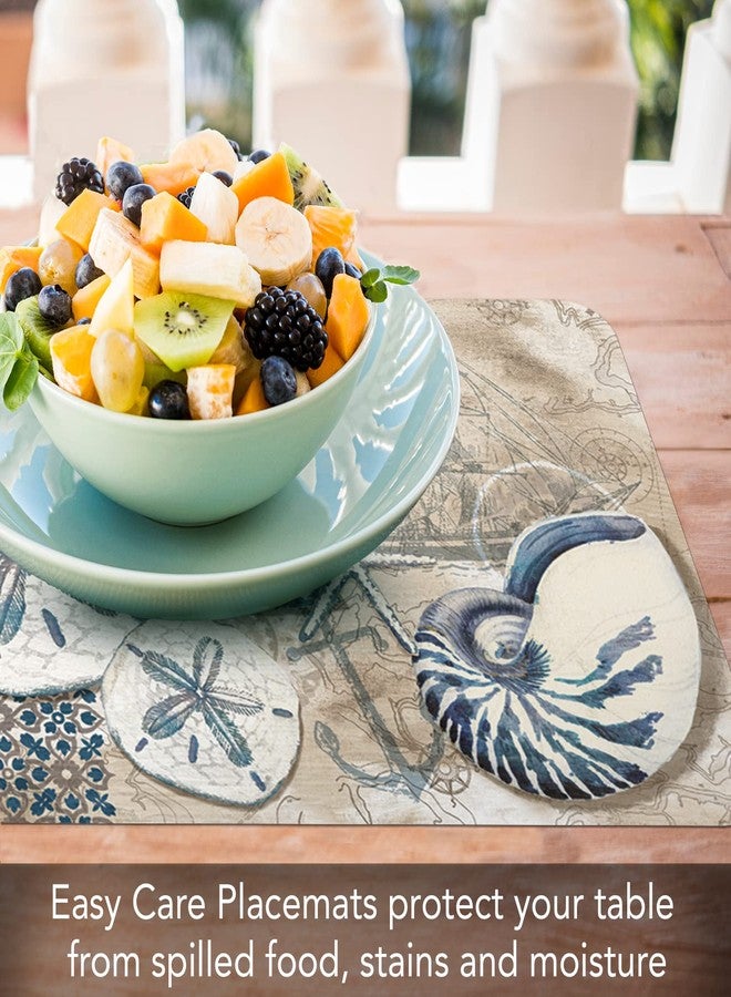 CounterArt Tide Pool Shells Reversible Easy Care Flexible Plastic Placemats 4 Pack Made in The USA BPA Free Easily Wipes Clean (Tide Pool Shells) - Image 3