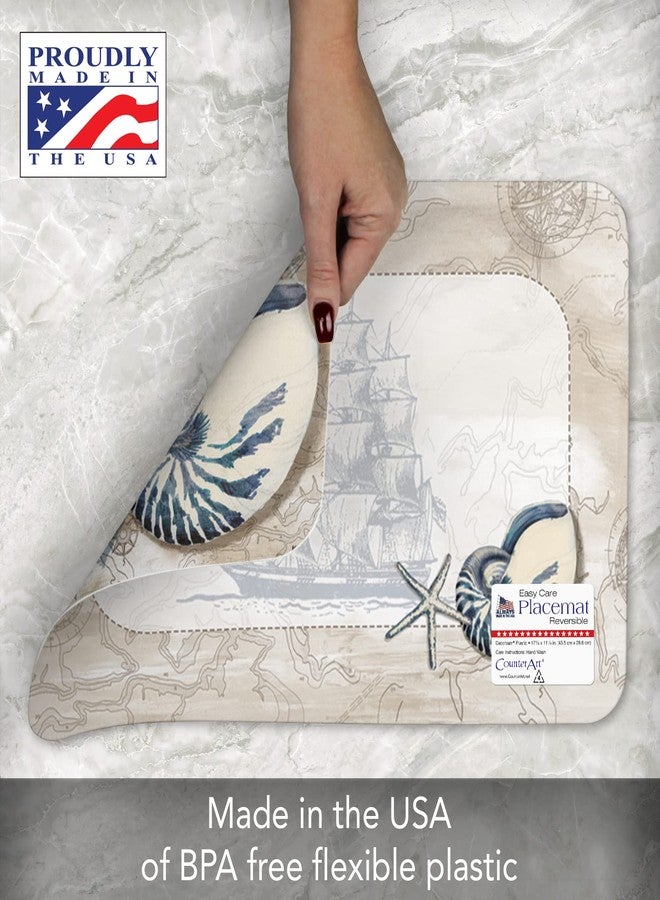 CounterArt Tide Pool Shells Reversible Easy Care Flexible Plastic Placemats 4 Pack Made in The USA BPA Free Easily Wipes Clean (Tide Pool Shells) - Image 4