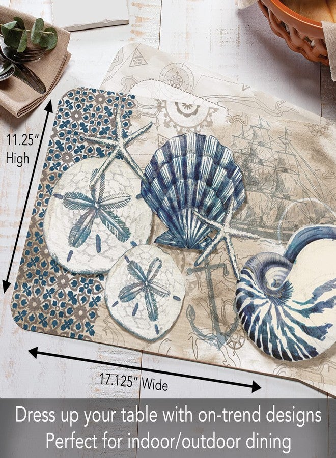 CounterArt Tide Pool Shells Reversible Easy Care Flexible Plastic Placemats 4 Pack Made in The USA BPA Free Easily Wipes Clean (Tide Pool Shells) - Image 5